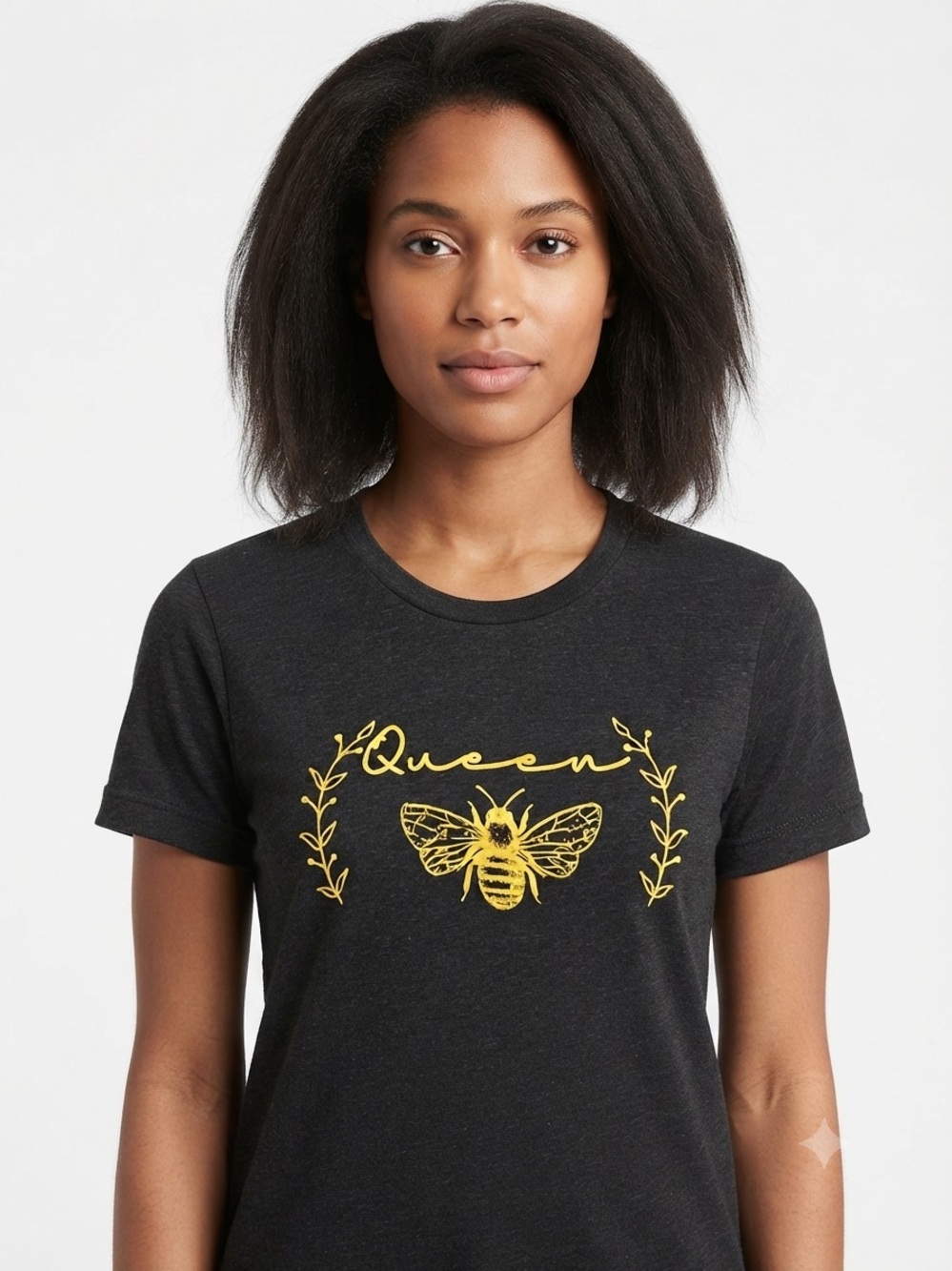 Queen Bee Graphic Tee S 17.5” p2p Dark Charcoal Heather NWOT
